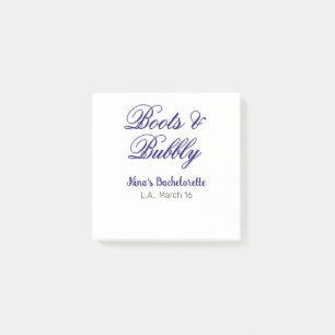 Boots & Bubble bachelorette party name purpleplace Post-it Notes