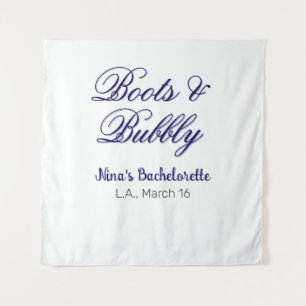 Boots & Bubble bachelorette party name purpleplace Tapestry