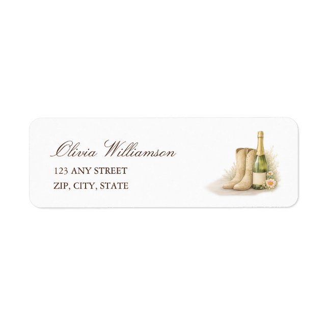 Boots & Bubbles Baby Shower Party Return Address (Front)