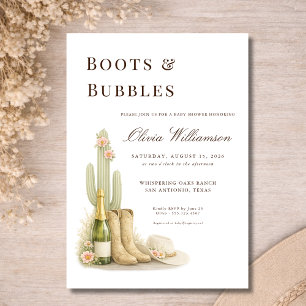 Boots & Bubbles Coquette Western Baby Shower Invitation