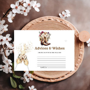 Boots & Bubbly Advices & WIshes Bridal Shower Enclosure Card