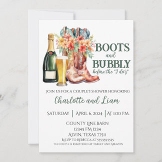 Boots & Bubbly Before the I Do's Invitation