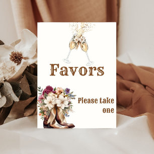 Boots & Bubbly Boho western Bridal Shower favours Pedestal Sign