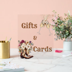 Boots & Bubbly Boho western Bridal Shower gifts  Acrylic Sign