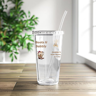 Boots & Bubbly Boho Western Bridal shower Party Acrylic Tumbler