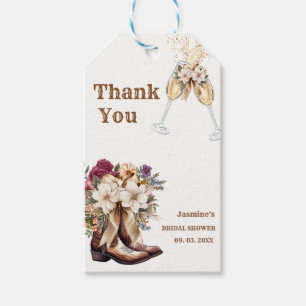 Boots & Bubbly Boho Western Bridal shower Party Gift Tags