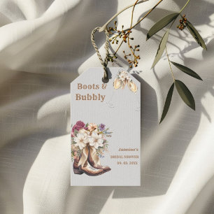 Boots & Bubbly Boho Western Bridal shower Party Gift Tags