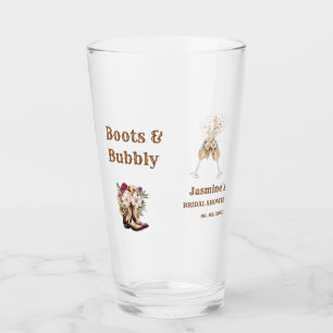 Boots & Bubbly Boho Western Bridal shower Party Glass