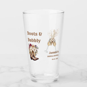 Boots & Bubbly Boho Western Bridal shower Party Glass