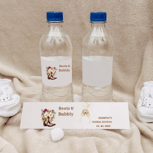 Boots & Bubbly Boho Western Bridal shower Party Water Bottle Label