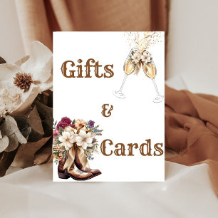 Boots & Bubbly Boho western Bridal Shower Welcome Pedestal Sign