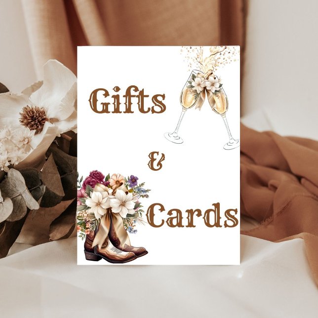 Boots & Bubbly Boho western Bridal Shower Welcome  Pedestal Sign (Creator Uploaded)