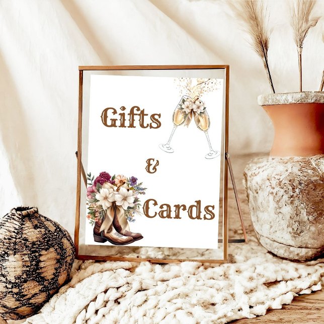 Boots & Bubbly Boho western Bridal Shower Welcome  Poster (Creator Uploaded)