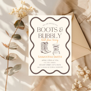 Boots & Bubbly Bridal Shower Hand Illustrated Invitation