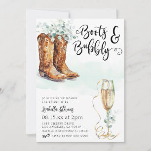 Boots & Bubbly Bridal Shower Invitation