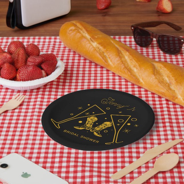 Boots & Bubbly Bridal Shower Paper Plate (Picnic)