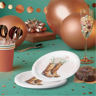 Boots & Bubbly Bridal Shower  Paper Plate