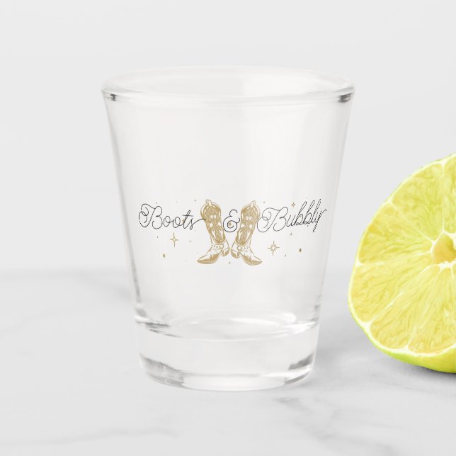 Boots & Bubbly Bridal Shower Shot Glass (Front)
