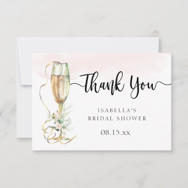 Boots & Bubbly Bridal Shower Thank You Card (Front)