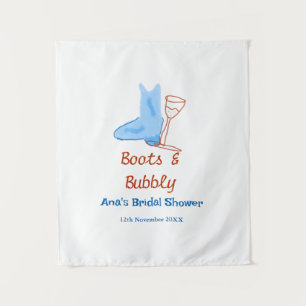 Boots & bubbly champagne bottle bridal shower blue tapestry