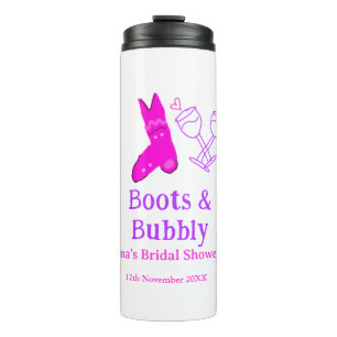Boots & bubbly champagne bottle bridal shower pink