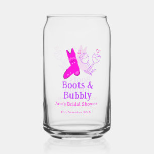 Boots & bubbly champagne bottle bridal shower pink can glass