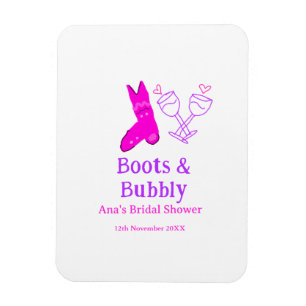 Boots & bubbly champagne bottle bridal shower pink magnet