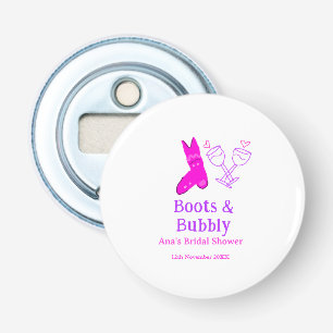 Boots & bubbly champagne bottle bridal shower pink opener