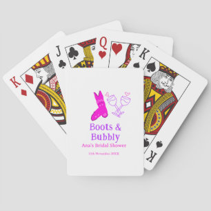 Boots & bubbly champagne bottle bridal shower pink playing cards