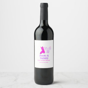 Boots & bubbly champagne bottle bridal shower pink wine label