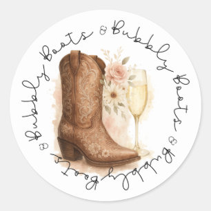 Boots & Bubbly Country Western Boot Bridal Shower  Classic Round Sticker