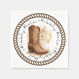 Boots & Bubbly Country Western Boot Bridal Shower  Napkin