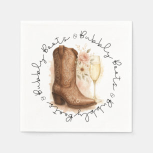 Boots & Bubbly Country Western Boot Bridal Shower  Napkin