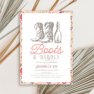 Boots & Bubbly Cowboy Boots Bridal Shower Invitation