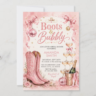 Boots & Bubbly Disco Bridal Shower Invitation