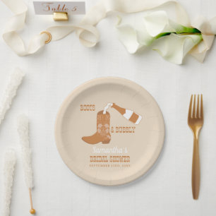 Boots Bubbly Rustic Western Country Bridal Shower Paper Plate