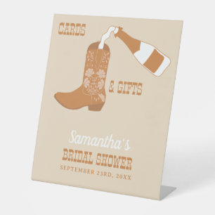 Boots Bubbly Rustic Western Country Bridal Shower Pedestal Sign