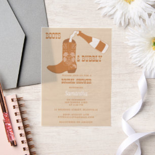 Boots Bubbly Rustic Western Country Bridal Shower Vellum Invitations
