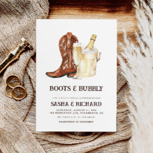 Boots & Bubbly Rustic Western Couples Shower Invitation