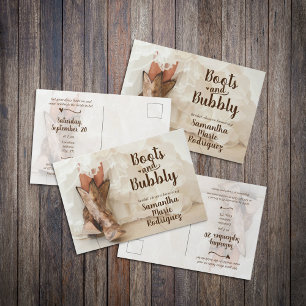 Boots & Bubbly Texas Bride in Boots Bridal Shower Postcard