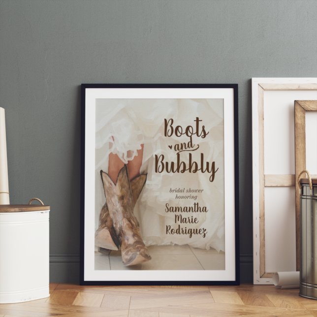 Boots & Bubbly Texas Bride in Boots Bridal Shower Poster (Creator Uploaded)