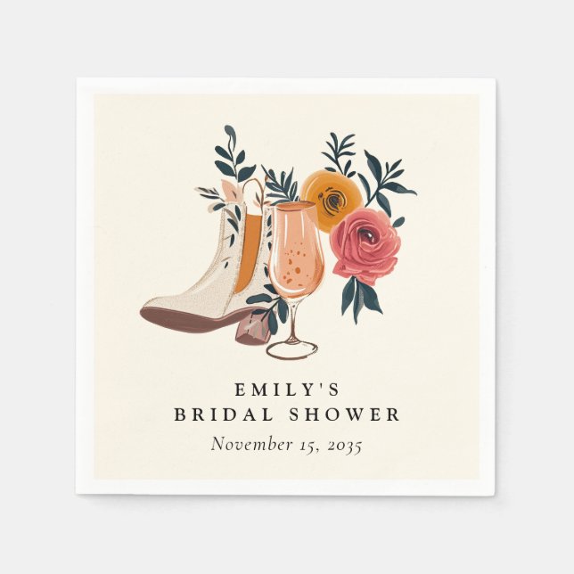 Boots & Bubbly Western Bridal Shower Napkin (Front)