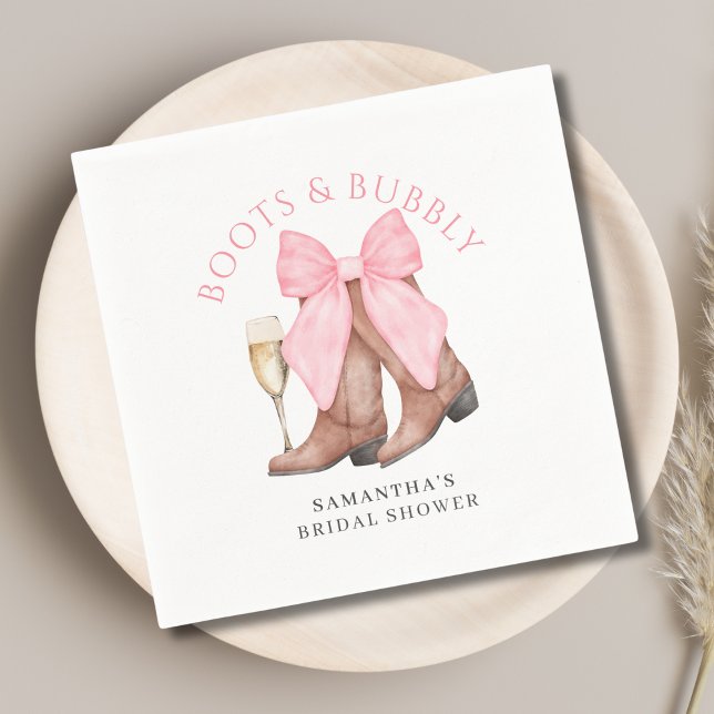 Boots Bubbly Western Bridal Shower  Napkin (Creator Uploaded)