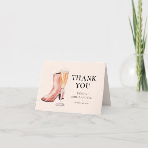 Boots & Bubbly Western Bridal Shower Thank You Card
