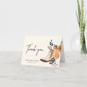 Boots & Bubbly Western Bridal Shower Thank You Card