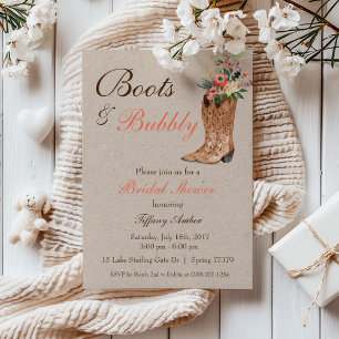 Boots & Bubbly Western Country Bridal Shower Invitation