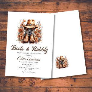 Boots & Bubbly Western Cowgirl  Bridal Shower Invitation