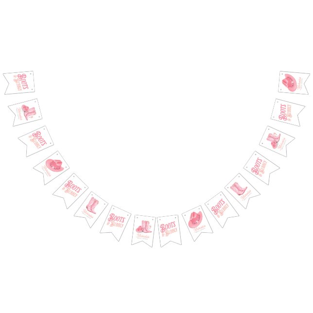 Boots & Bubbly Western Cowgirl Pink Bridal Shower Bunting (All)
