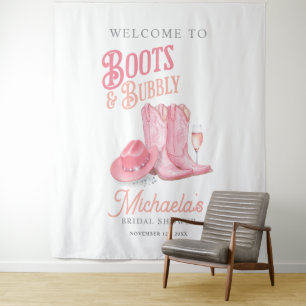 Boots & Bubbly Western Cowgirl Pink Bridal Shower Tapestry