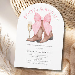 Boots Bubbly Western Watercolor Bridal Shower  Invitation